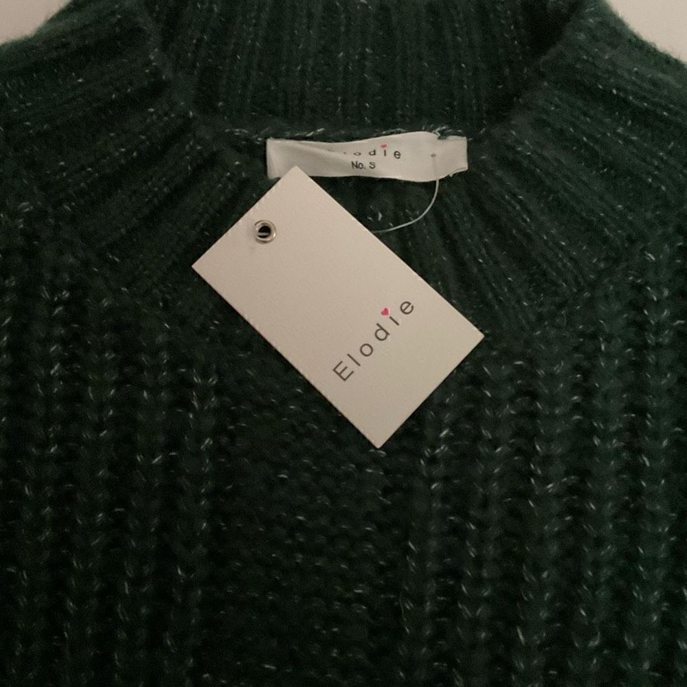 Elodie Sweater Color Block Mock Neck Hunter Mint Green Dolman Sleeves Small - Picture 5 of 11
